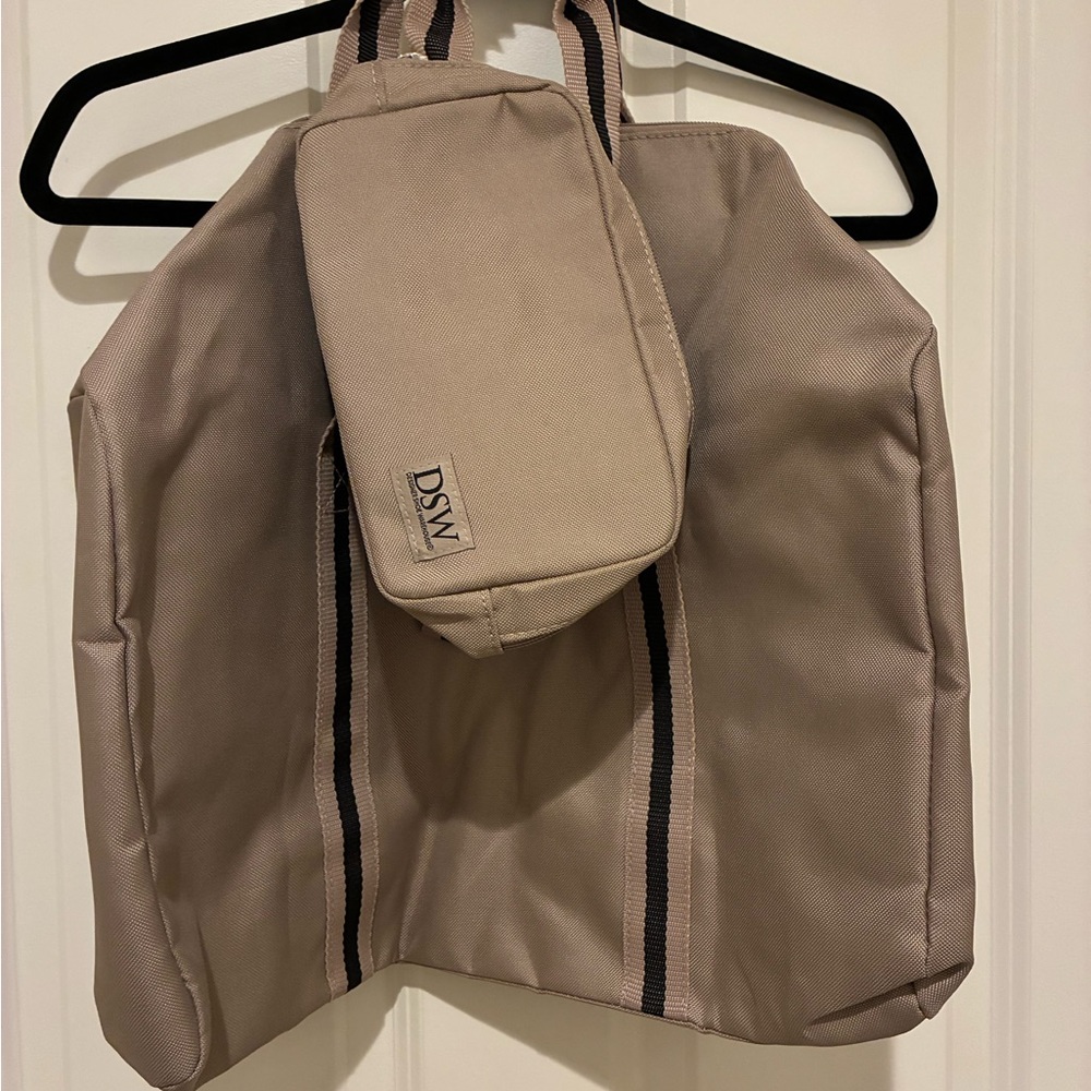 DSW Beige Tote Bag with travel side satchel